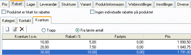 Legg inn rabatt mot Forhandler-kategorien. Skal bli slik: Legg inn rabatten mot Møbelbutikken. Skal se slik ut: Oppgave 3 Registrer nytt produkt, denne gangen som Blankt produkt.