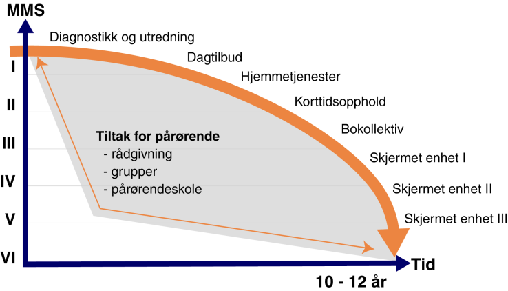 Behandling Det finnes i dag ingen form for kurerende behandling av demens, kun symptomatisk behandling av demens av Alzheimers type. Effekten av denne behandlingen er tidsbegrenset og beskjeden [3].