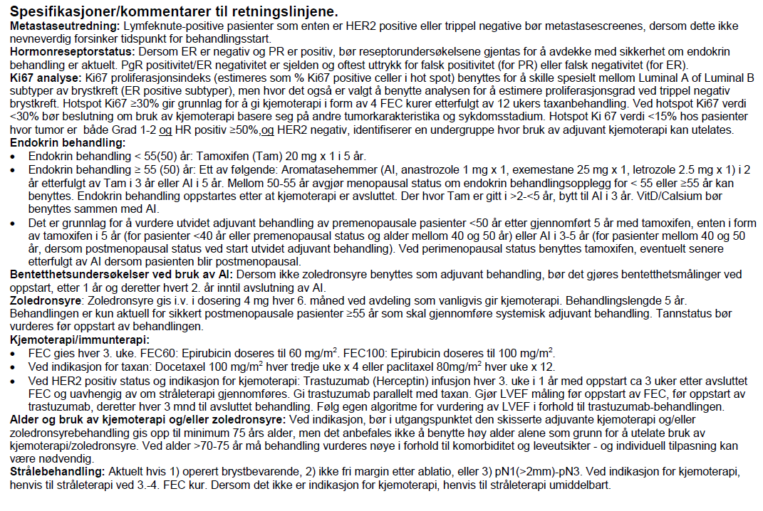 7.5 Alternative behandlingsregimer Det er publisert en adjuvant studie som viser helt sammenlignbare resultater ved bruk av TAC