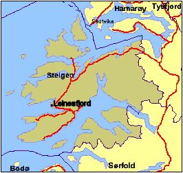 3 SAMFUNNSSTRUKTUREN I STEIGEN 3.1 Geografi Steigen kommune ligger i Nord-Salten, omkranset av kommunene Hamarøy, Sørfold og Bodø. Kommunen har et landareal på 1007 km 2, derav 44 km 2 ferskvann.