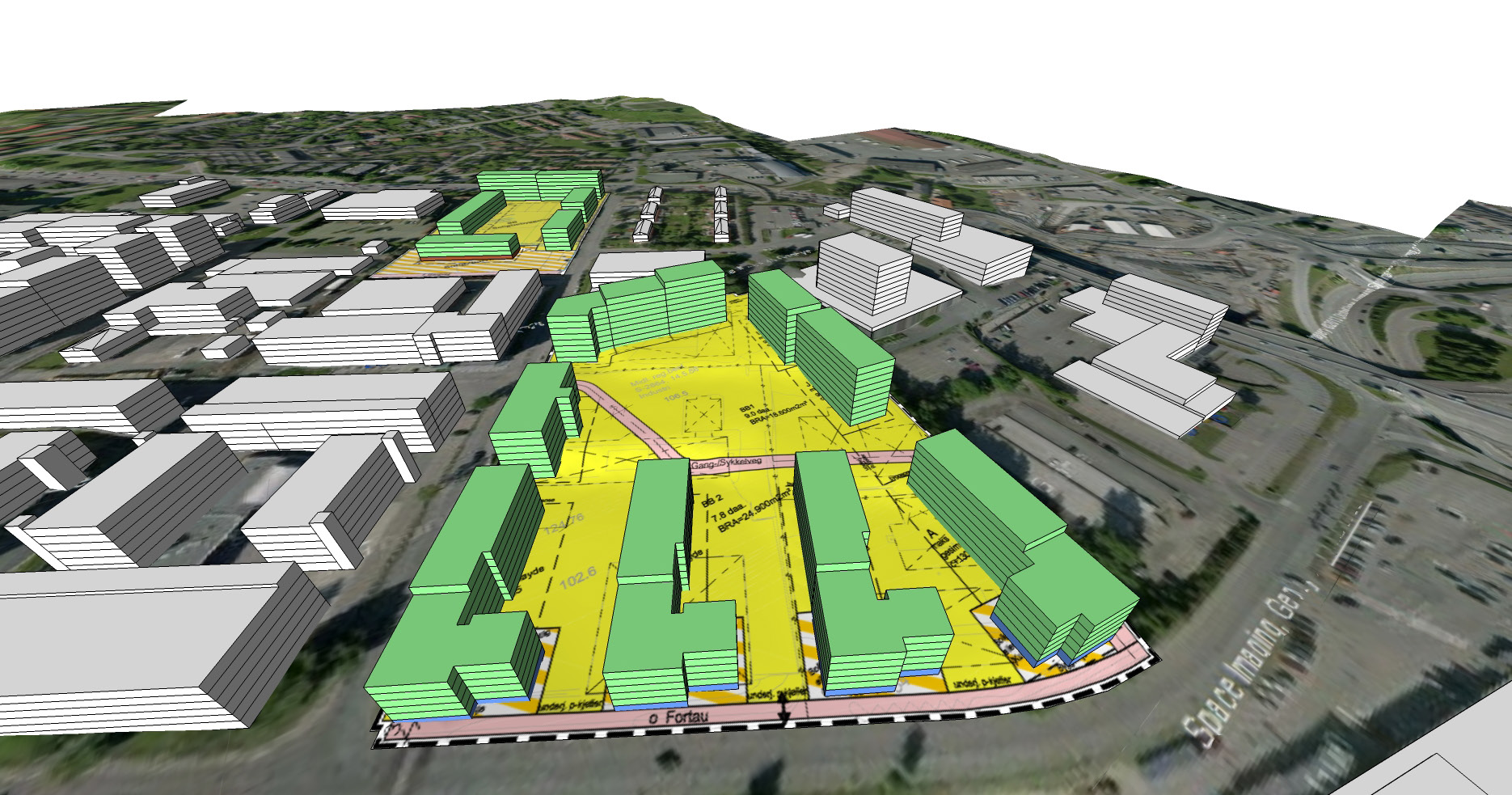 Det ble også trukket frem i samtalene mine med en av reguleringsarkitektene at det teknologisk sett ikke var noen hindring i å få inn tredimensjonale bygningskropper gjennom GIS, og presentere denne