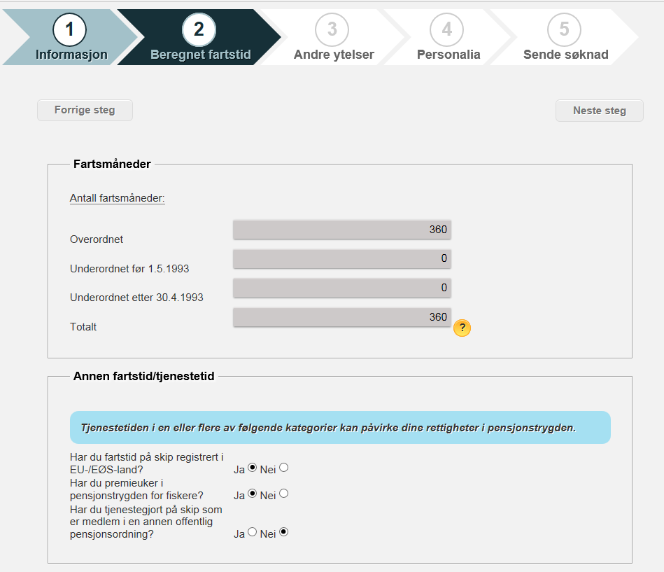 I siste steg viser pensjonskalkulatoren hvor mye din forventede bruttopensjon vil være i måneden eller størrelsen på en engangsutbetaling. 4.