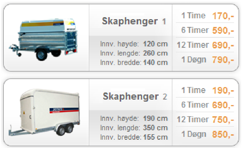 Oppgve 9 Hv er den illigste løsningen hvis du skl leie skphenger 2 i 14 timer. Begrunn svret ditt.