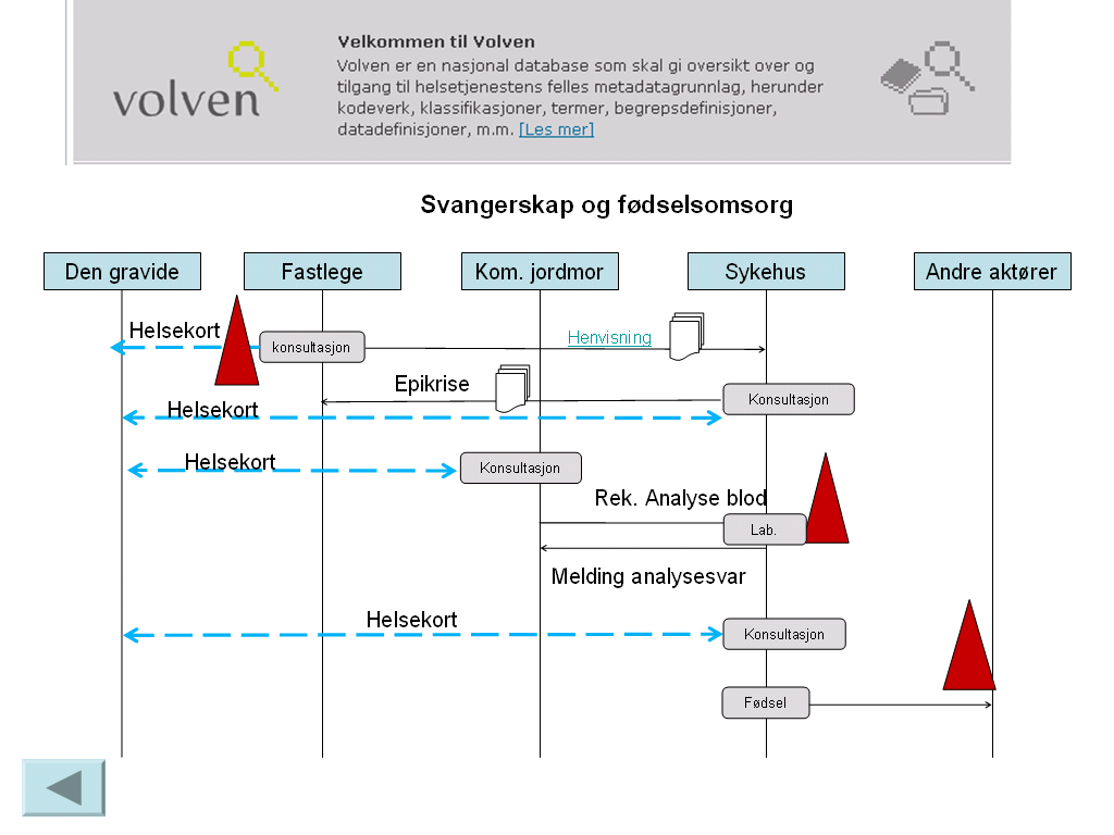 Side 22 Informasjonsflyt Figuren nedenfor viser informasjonsutveksling mellom ulike aktører som er involvert i pasientforløp i forbindelse med svangerskap og fødselsomsorg.