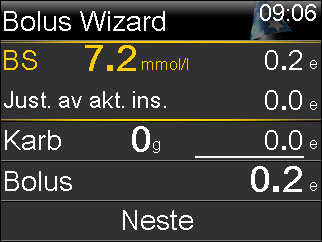 2. Gå til skjermbildet Bolus Wizard.