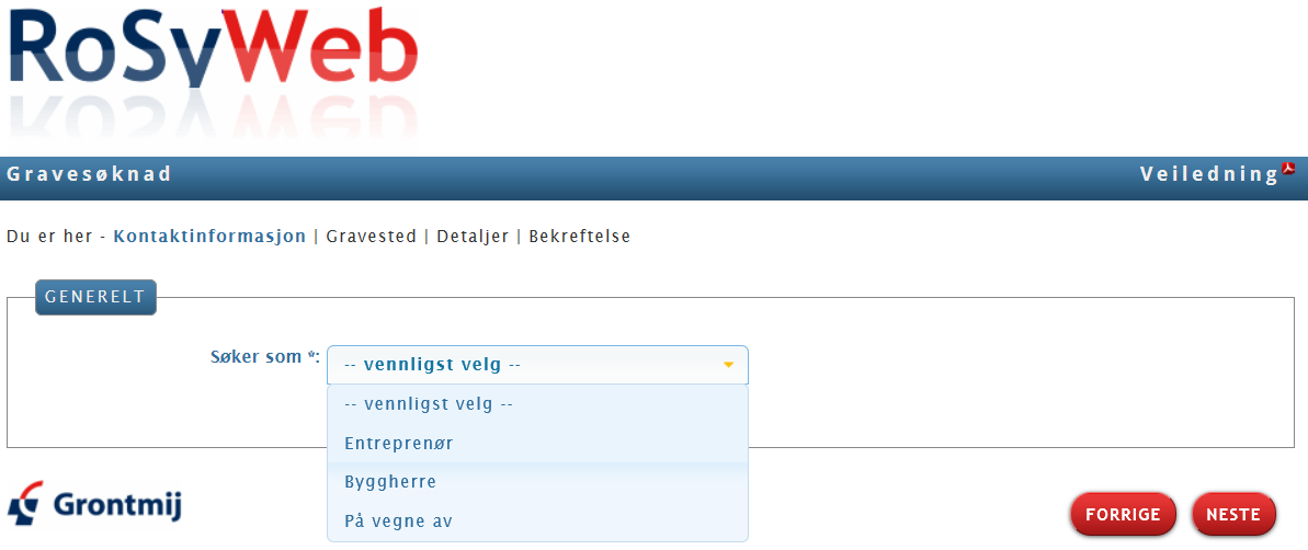 2. Søknad om gravetillatelse. 2.1 Velg veimyndighet. Nå skal du velge hvilken veimyndighet, som du ønsker å sende søknaden til.