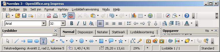 E.4..4. Verktøylinjene Verktøylinjene er tidligere beskrevet generelt i punkt A.5.4., side 0. Følgende tillegg gjelder for Impress: 1.