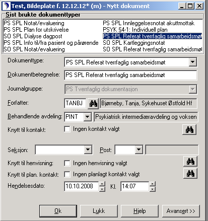 Skrevet på feil pasient Se sykehusets retningslinjer Brukerveiledning DIPS EDS for HSØ Bytte dokumentbetegnelse I dette bildet (se side 6)