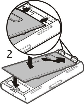 14 Komme i gang Hvis SIM-kortet ikke er satt ordentlig på plass, kan enheten bare brukes i frakobletprofilen. Sette inn batteriet 1 Sett inn batteriet.