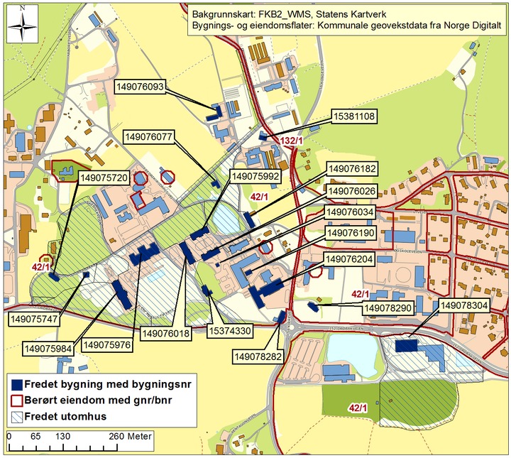 Forskrift om fredning av Statens kulturhistoriske eiendommer, kapittel 9 UNIVERSITETET FOR MILJØ- OG BIOVITENSKAP (UMB) Kommune: 214/Ås Gnr/bnr: 42/1 Referanse til landsverneplan: Omfang fredning