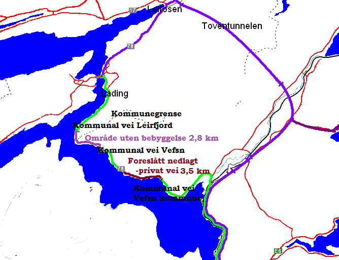 brakke under bygging av veien. Det kan føre til et økonomisk tap for grunneierne hvis dette området ikke kan disponeres til hyttetomter eller bli avstengt og utilgjengelig.