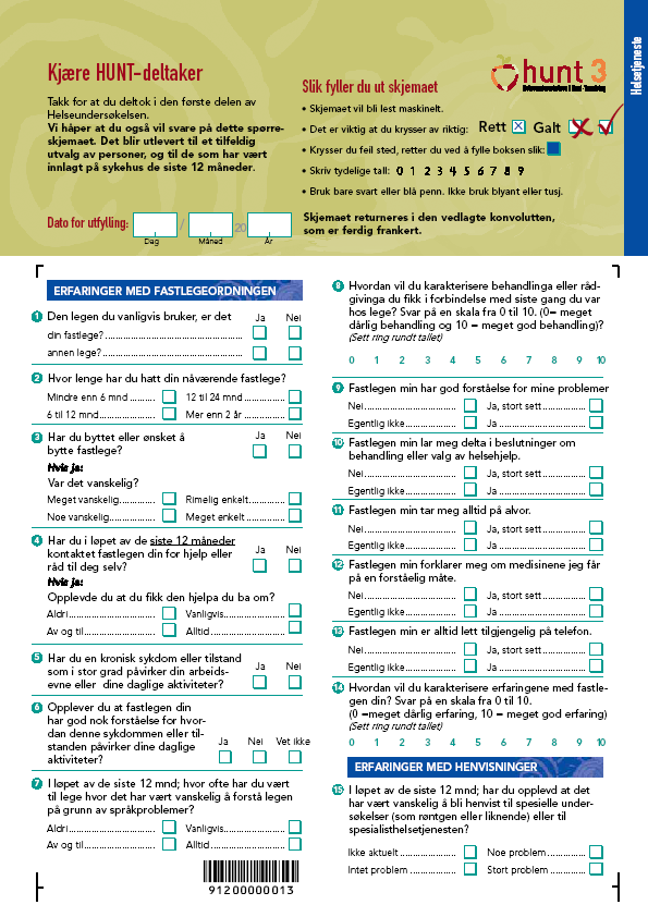 44 6.1 Spørreskjema HUNT 3