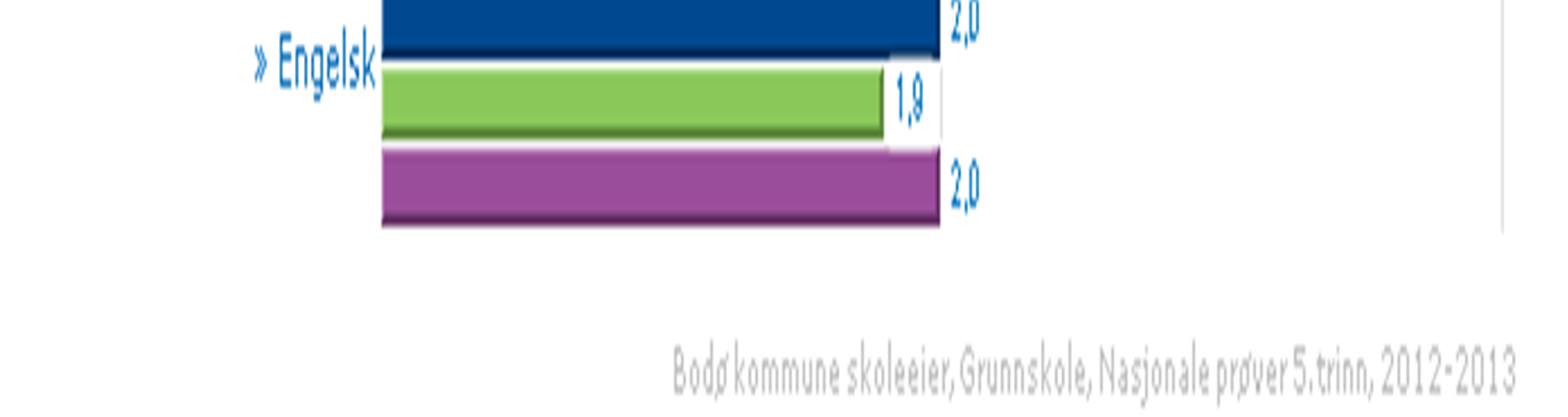 Tabell 3; Resultater 9. trinn Sammenligner man resultatene fra nasjonale prøver på 5. trinn, ser man at Bodø kommune ligger på nivå med fylket, men noe under både nasjonalt og kommunegruppe 13.