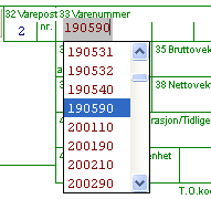 3.5 Hvordan fylle ut tolltariffnummeret, felt 33 Ved utfylling av rubrikk 33 kan du skrive direkte i feltet. Feltet innholder en liste med alle gyldige nr.