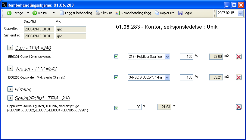 Marker det aktuelle rommet i romlisten, eventuelt maker flere ved å bruke Ctrl/Shift tasten slik beskrevet i Feil! Fant ikke referansekilden.