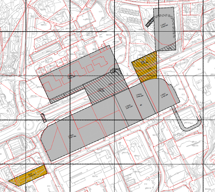 Innerkurva ved inn og utkøyrsle er sett til r=8m. Ytterradius r=24m. Av/ på køyringsfelta har radius på 20m i ytterkantar.