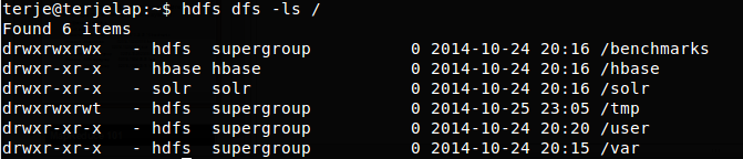 HDFS 101 HDFS er Hadoops filsystem, og oppfører seg på mange måter likt et Linux-filsystem: HDFS er beregnet for filer i størrelsesorden terrabytes og petabytes.