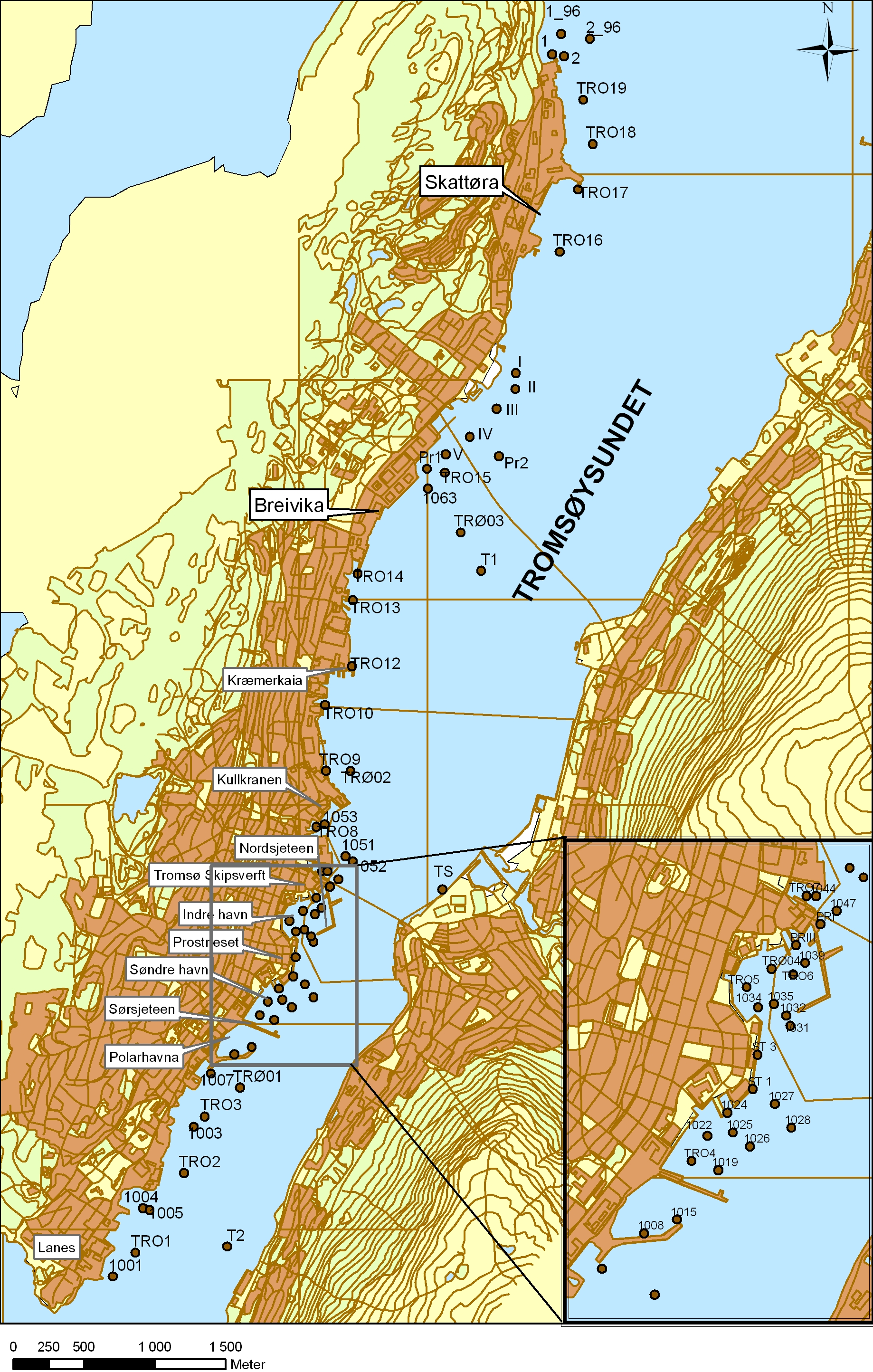 Forebygging og sanering av miljøgiftforurensning i Tromsø havneområde og Tromsøysund (TA 2084/2005) Figur 8.