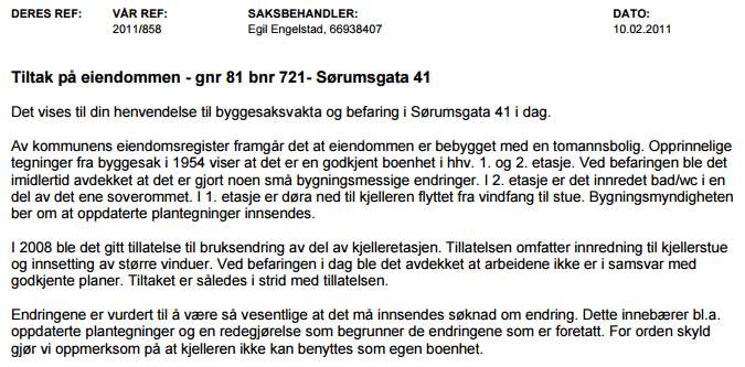 ---------------------------------------------------------------------------------------------------------------------- 82 41. Sørumsgata 41 kjellerboenhet - terreng 106.