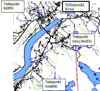 Figur 12Tellepunkt for trafikkregistreringer fra 2009 (Statens Vegvesen, 2013e).