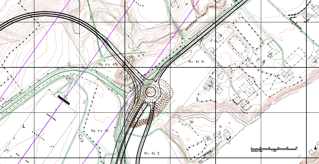 Ny rv 451 Rv 41 N Ny rv 41 Rv 41 S Topdalselv a Figur 49 Plantegning av alternativ B6 Beskrivelse av vegkorridorene i kryssområdet Som for de andre alternativene er det valgt å beholde SVVs