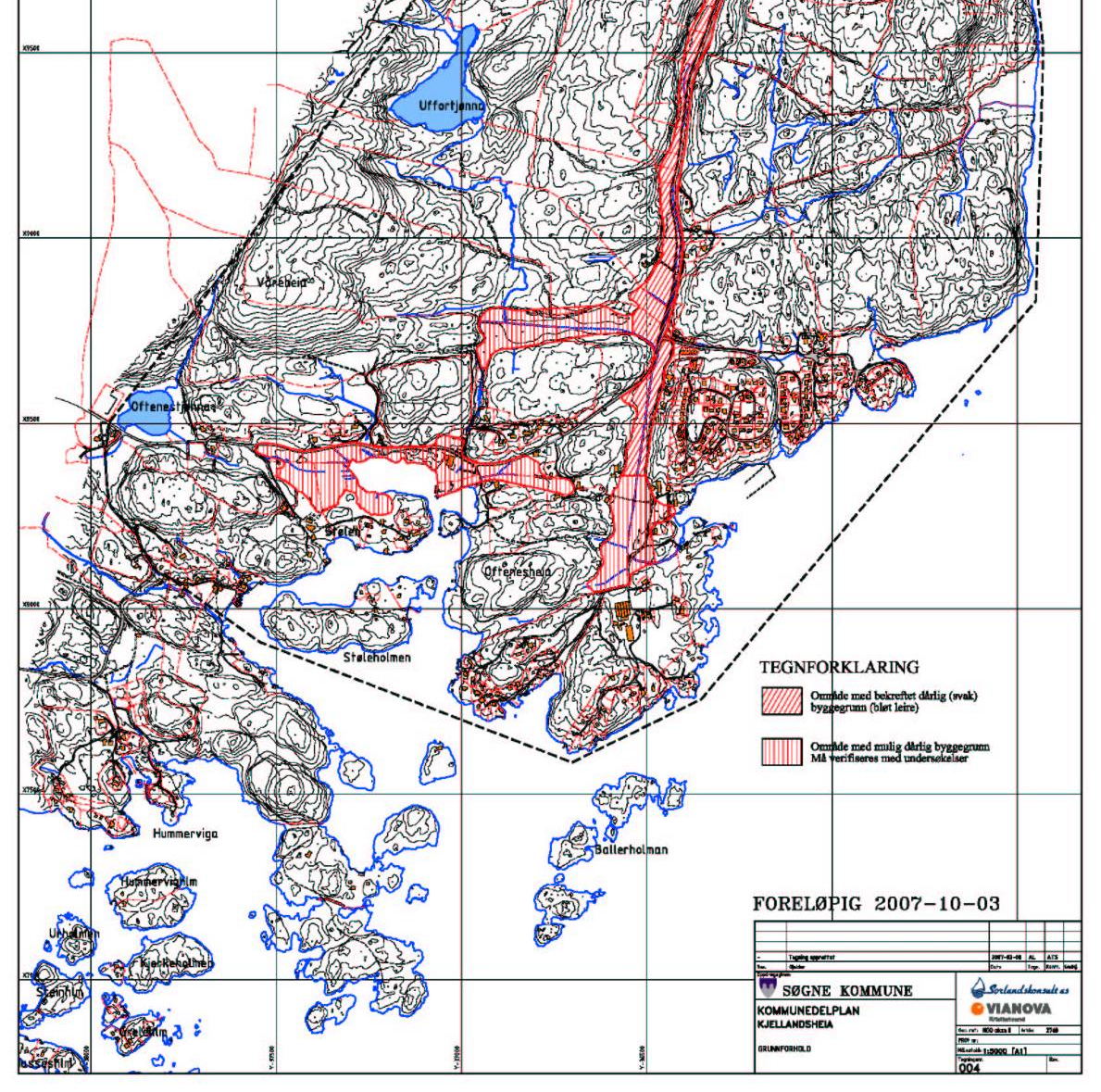 Temakart, områder med dårlige grunnforhold Det foreligger informasjon om grunnforholdene følgende steder: E39 kryssing av Leiredale v/ Mjåvann.