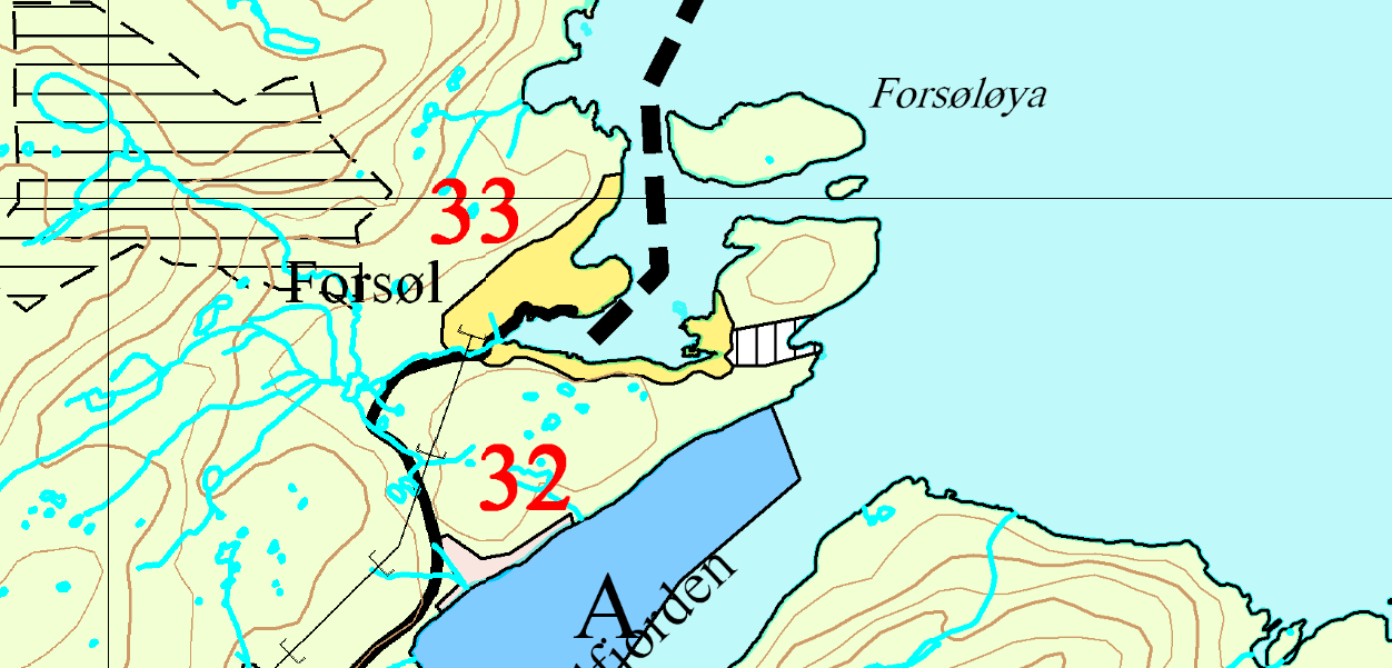 5.1.2. Eiendomsforhold og arealstatus 5.1.2.1. Kommuneplanens arealdel (16.12.2010) Figur 5.1.2.1. Utdrag av kommuneplanens arealdel Rødt rektangel viser omtrentlig foreslått flyplassområde Området