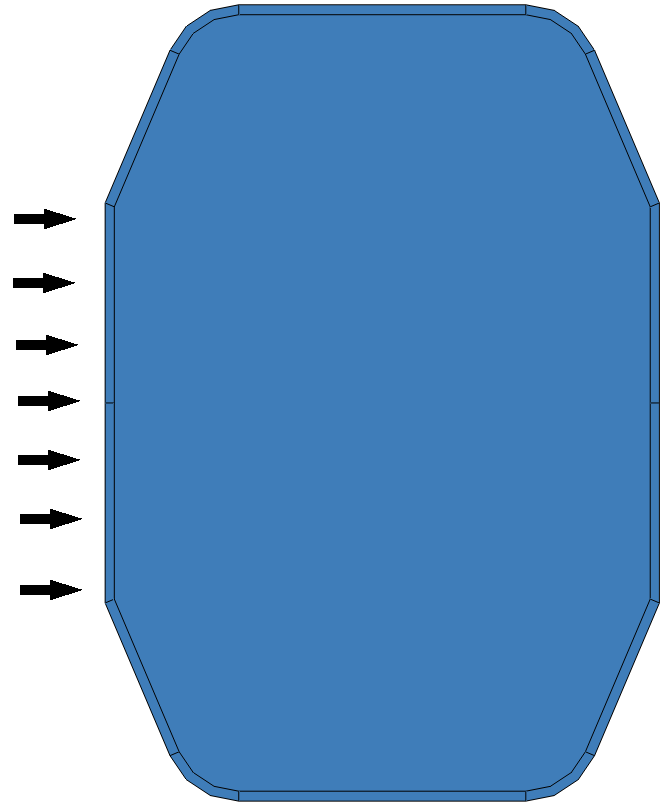 Kapittel 3 Fremgangsmetode Figur 3-20: Sidetrykket påført pakningen. Figur 3-21 viser bolten i forbindelsen med en påført boltlast.