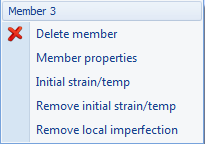 Figur 59 - Popup-menyer for en member, flere members og for sub-member 4.6.1 Joint 4.6.1.1 Prescribed displacement Figur 60 viser en foreskreven forskyvning. Versjon 2.