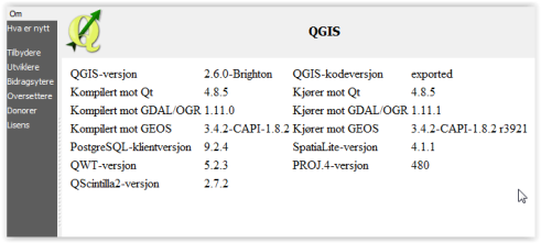 4 QGIS QGIS er et OpenSource GIS-verktøy som kan lastes ned gratis via deres web-side på http://www2.qgis.org/en/site/. Det klarer å lese inn og vise svært mange formater.
