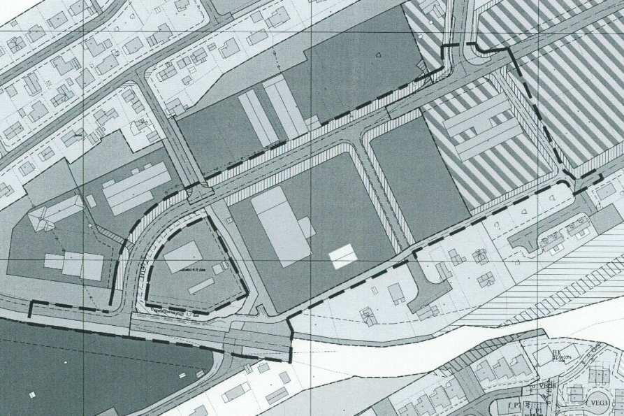 Figur 1. Kartutsnitt som viser planområdet med foreslått reguleringsgrense (stiplet). 3.