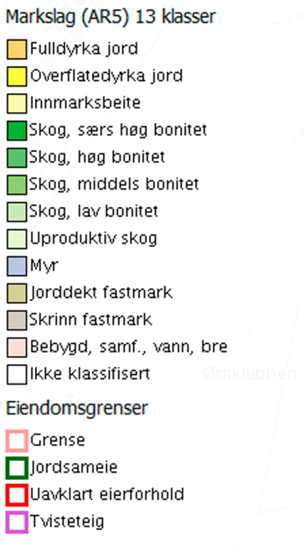 Figur 2: Oversiktskart fra Gårdskart som viser arealfordelingen i området. 3.3 Tiltaket Tiltaket legger til rette for etablering av næringsvirksomhet blant annet med industri- og lagerbygg på over 15.