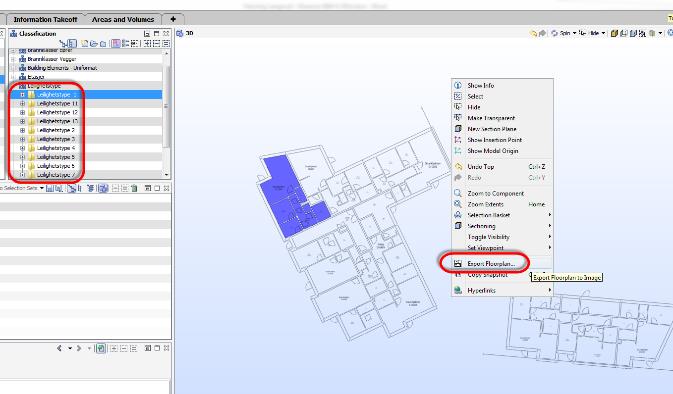 Tegningen som viser leilighetstypene er et 3D dokument fra ArchiCAD og et bilde fra Solibri som viser hvor i bygget