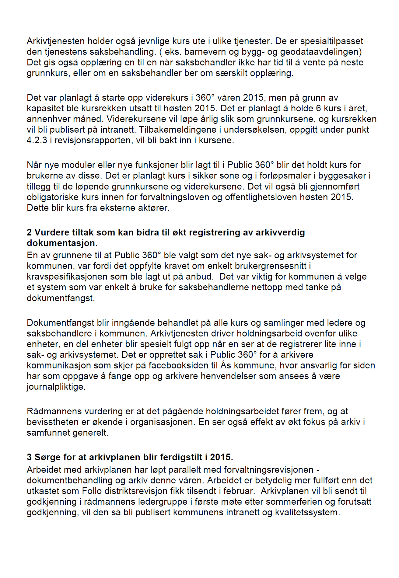 Revisjon av dokumentbehandling og arkiv i Ås kommune Follo