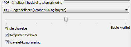 minimalt tap i bildekvaliteten. Bra kvalitet gir noe større utdatafiler, men bildekvaliteten er bedre. Merknader: I Readiris Pro kan du velge nivå I - bra størrelse og nivå I - bra kvalitet.