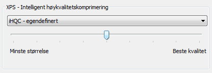 For nivå I finnes det to typer komprimering: bra størrelse og bra kvalitet. Bra størrelse gir best komprimering, men med minimalt tap i bildekvaliteten.