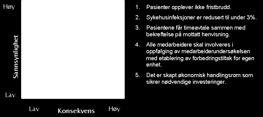 2.2. Overordnet risikovurdering. Hovedutfordringen for sykehuset er å balansere helsetjenestenes tilgjenglighet, kvalitet og kostnadseffektivitet.