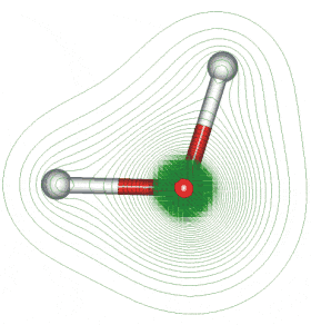 Vannets kjemiske struktur Ikke-lineært, molekyl med tre atomer