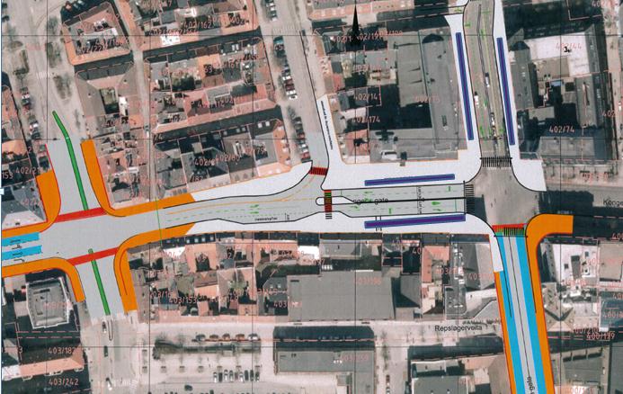 5 Traséløsning Kongens gate Dagens kollektivfelt foreslås opprettholdt. Det er viktig at standarden på dekke og vedlikehold forbedres kraftig.