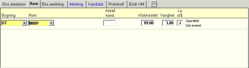 - 26-3.2 Underbilder i Vurderingsenhet samlebilde: 3.2.1 Eksamensstedansvarlig Hvis eksamen skal avholdes et annet sted kan en i undervindu Eksamensstedansvarlig angi Eksamenssted og