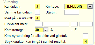 Aktiv Varighet Antall terminer gyldig Beskrivelse oppbygging Eksport LMS Rom-mal Vurderingsordning Vurderingsform Vurderingskombinasjonstype Merknad Default Meld via StudentWeb Oppdatere tittel