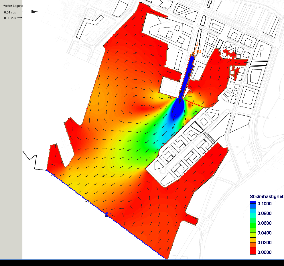 4. Modellens resultater For hvert scenario (Tabell 1) simulerer modellen strømforholdene over 87 timer med konstant ferskvannstilførsel fra Akerselva mens tidevannet varierer.