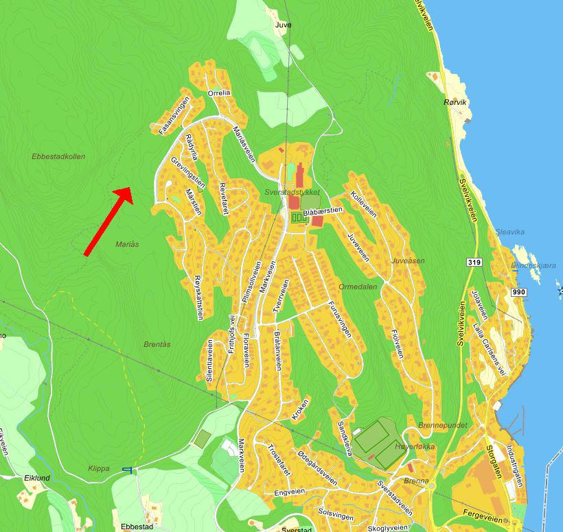 1. INNLEDNING: 1.1 BAKGRUNN: Sparebanken Øst Eiendom AS er eier av et større område på Mariås i Svelvik kommune. Deler av dette er i kommuneplanen angitt som fremtidig boligområde med betegnelsen B16.