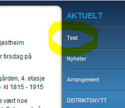 Her ser vi at Test har lagt seg øverst, men kan flyttes nedover med knappen ønsker