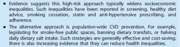 Gir forebygging av hjerte-karsykdommer og andre NCD økte ulikheter i helse? Disadvantaged groups experience a greater CVD burden.