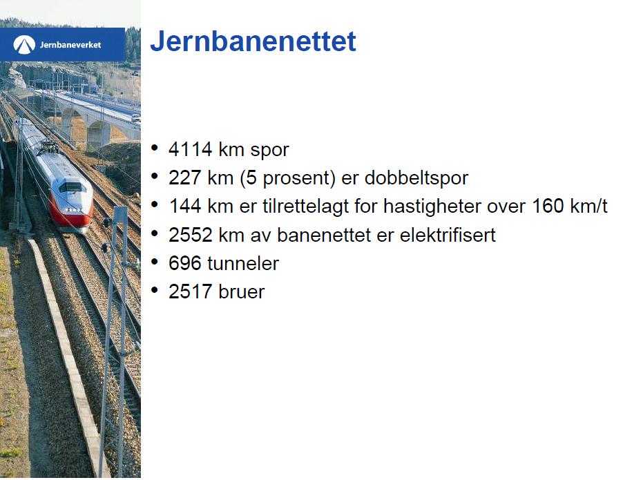 Numbers 2013 The network 4169 km track 241 km dobbel track