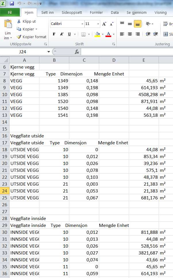 3.4.3 Resultat Kort oppsummert er det mulig å hente ut forskjellige typer mengder fra tegneprogrammet.