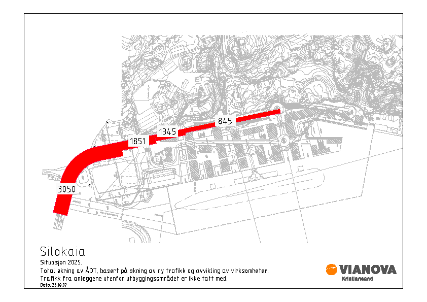 Netto trafikkøkning etter full utbygging av Silokaia, museumsområdet og Kilden, og hensyntatt revet bygningsmasse/aviklet trafikk blir etter dette som følger: Etter dette mener vi å ha meget god