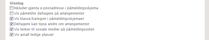 Det er mulig å benytte denne antallbegrensningen i tillegg til antallbegrensning per klasse/kategori under arkfanen "Arrangement".