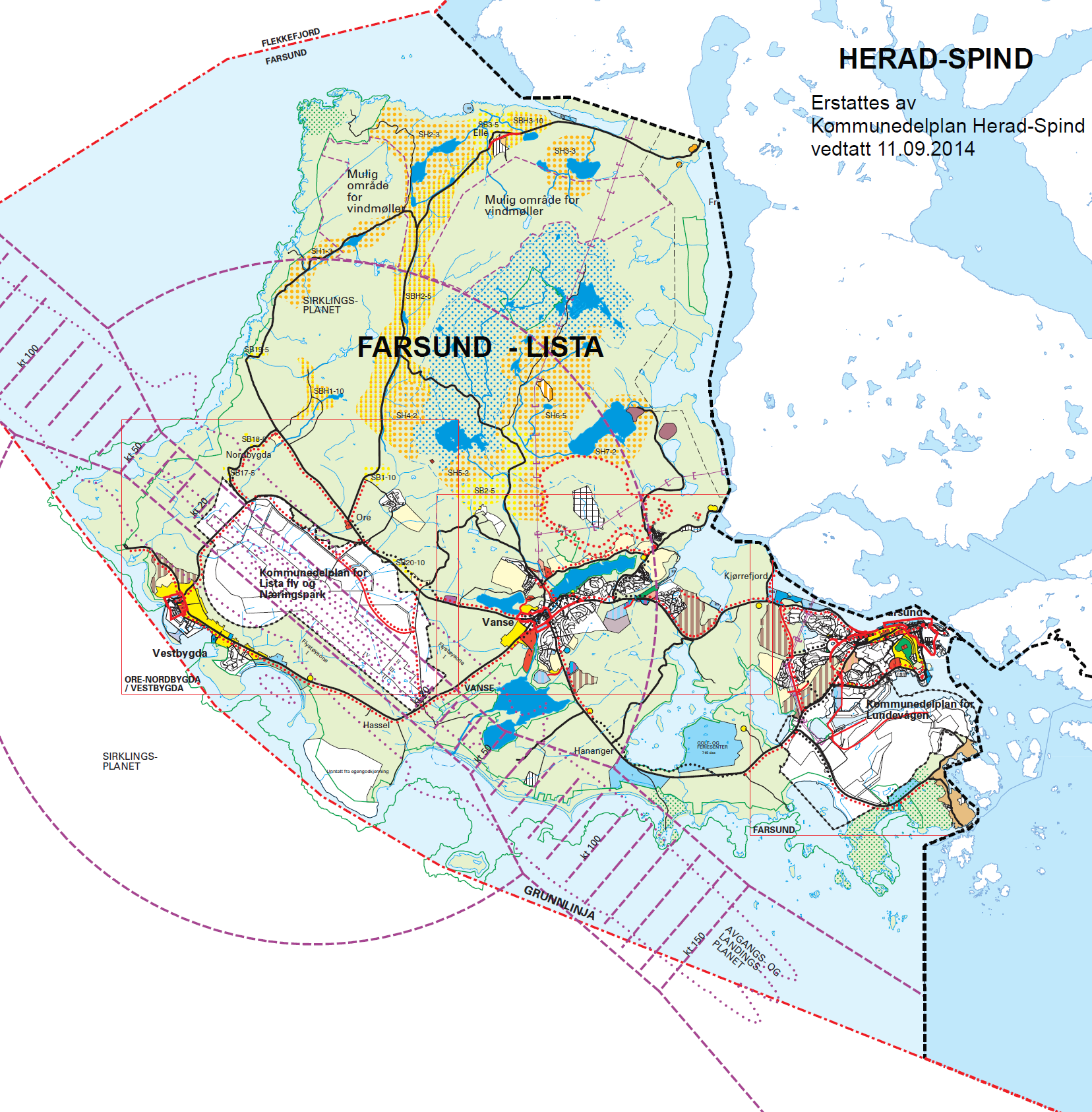 Gjeldende arealdel fr dette planmrådet består av en versiktsplan fra 2001 g følgende kmmunedelplaner Lista fly- g næringspark vedtatt i 2001 Lundevågen vedtatt i 2004 Lshavn-Eikvåg vedtatt i 2008